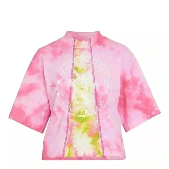NWT Palm Angels Tie-Dye College Vintage Tee Pink M - Picture 1 of 10